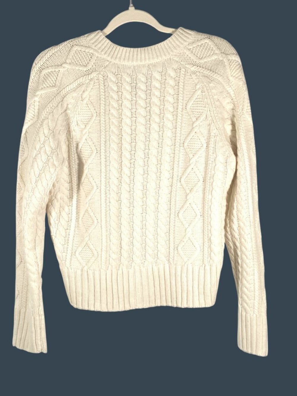 J.Crew Womens Cable Knit Cardigan Sweater Ivory Button-Up Medium preppy basic - Picture 5 of 13